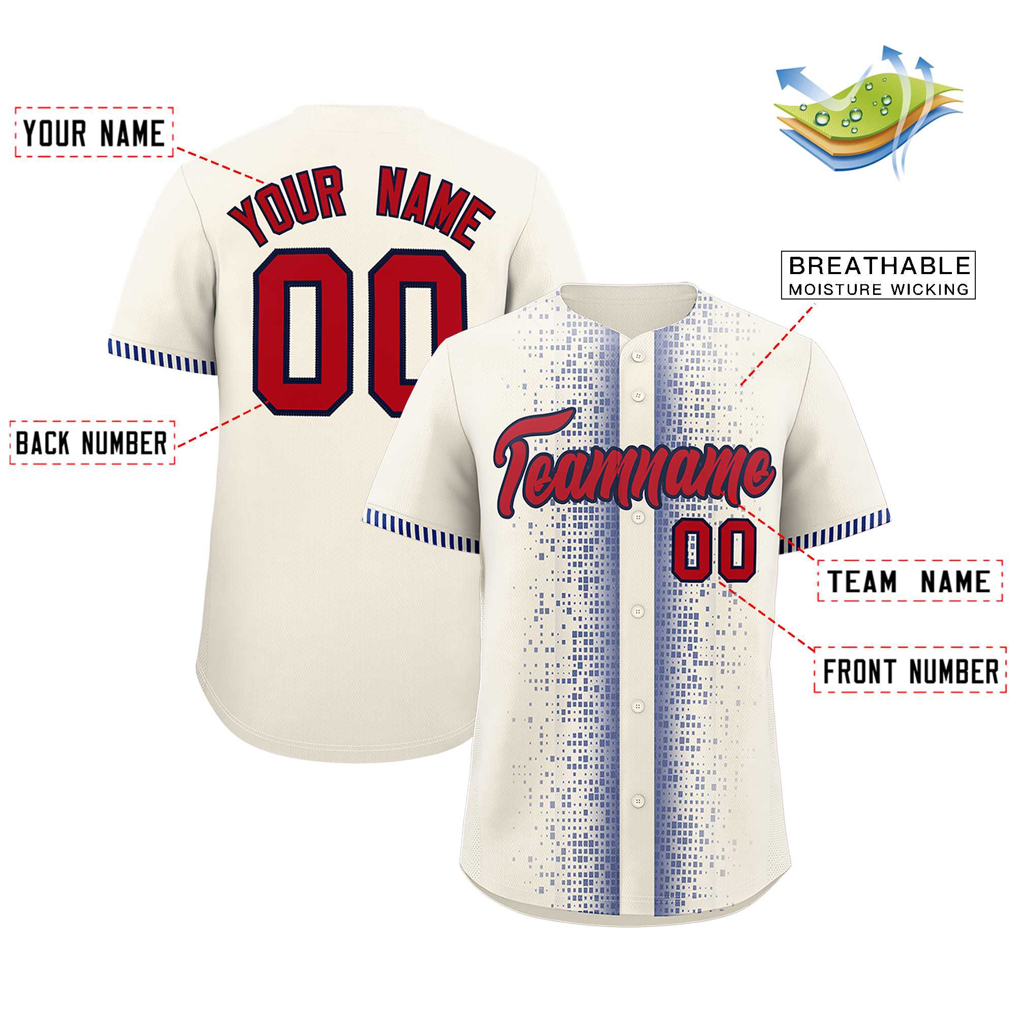 Custom Cream Royal Personalized Phonetic Rhythm Authentic Baseball Jersey