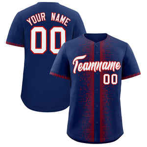 Custom Navy Red Personalized Phonetic Rhythm Authentic Baseball Jersey