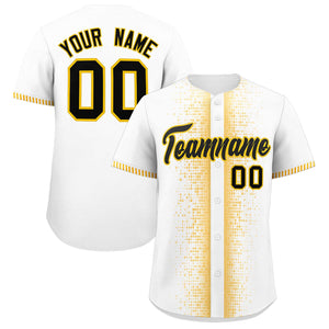 Custom White Gold Personalized Phonetic Rhythm Authentic Baseball Jersey