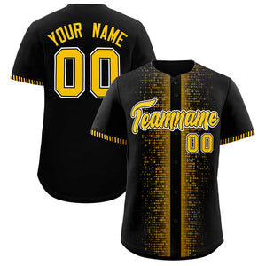 Custom Black Gold Personalized Phonetic Rhythm Authentic Baseball Jersey