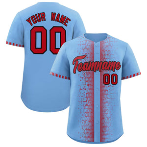 Custom Light Blue Red Personalized Phonetic Rhythm Authentic Baseball Jersey