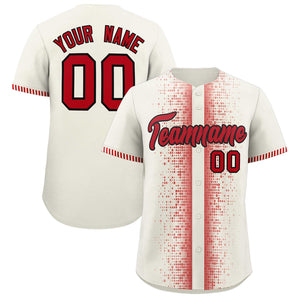 Custom Cream Red Personalized Phonetic Rhythm Authentic Baseball Jersey