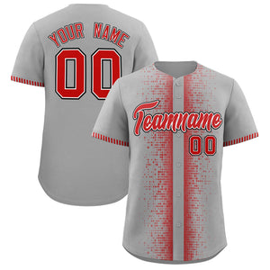 Custom Gray Red Personalized Phonetic Rhythm Authentic Baseball Jersey