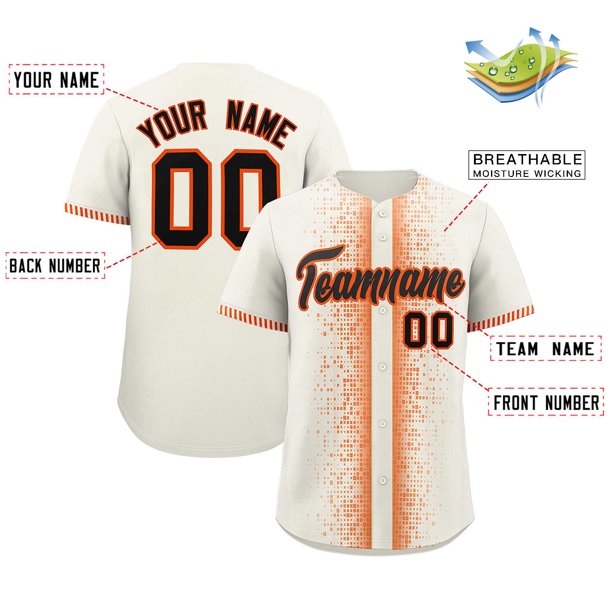 Custom Cream Orange Personalized Phonetic Rhythm Authentic Baseball Jersey