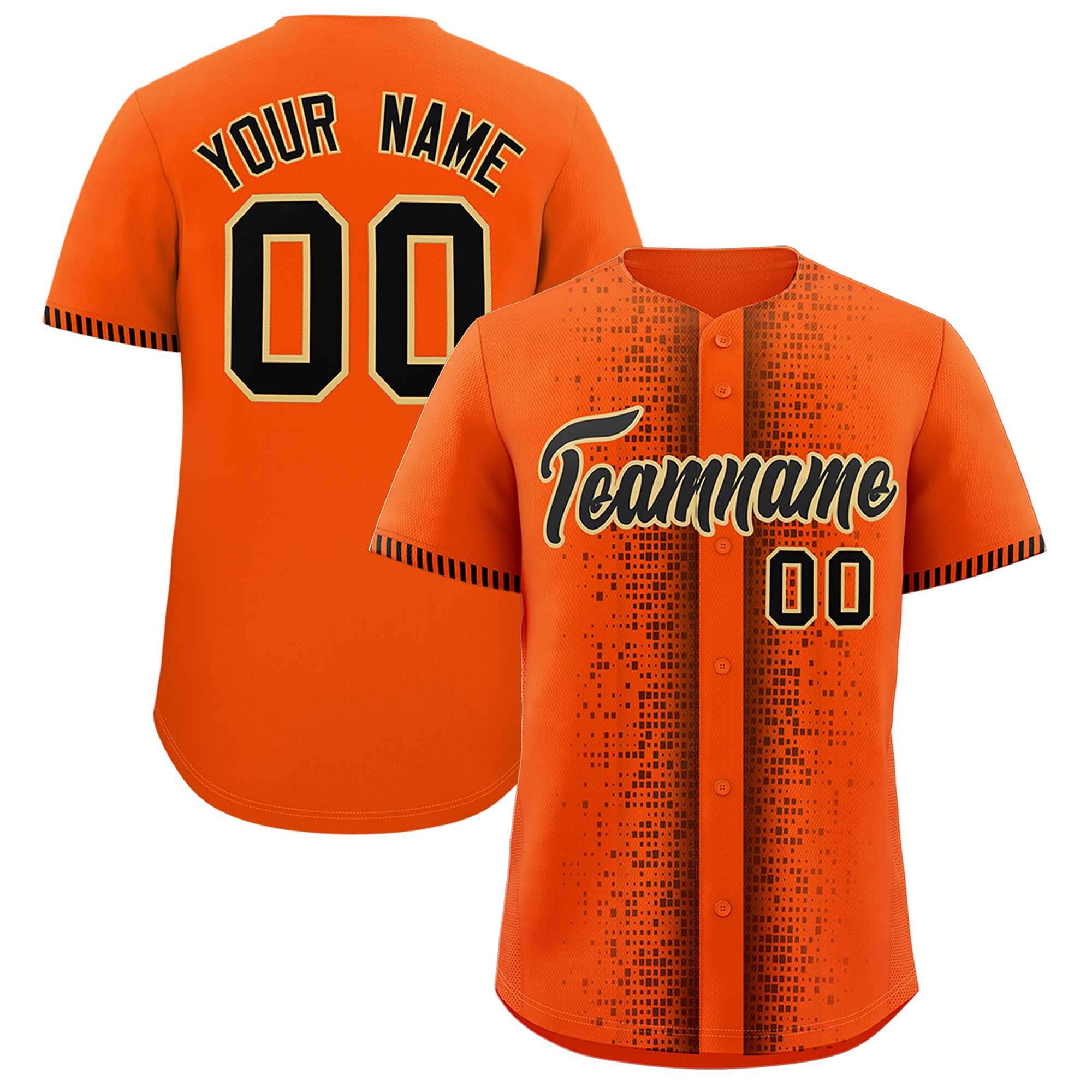 Custom Orange Black Personalized Phonetic Rhythm Authentic Baseball Jersey