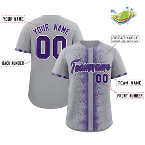 Custom Gray Purple Personalized Phonetic Rhythm Authentic Baseball Jersey