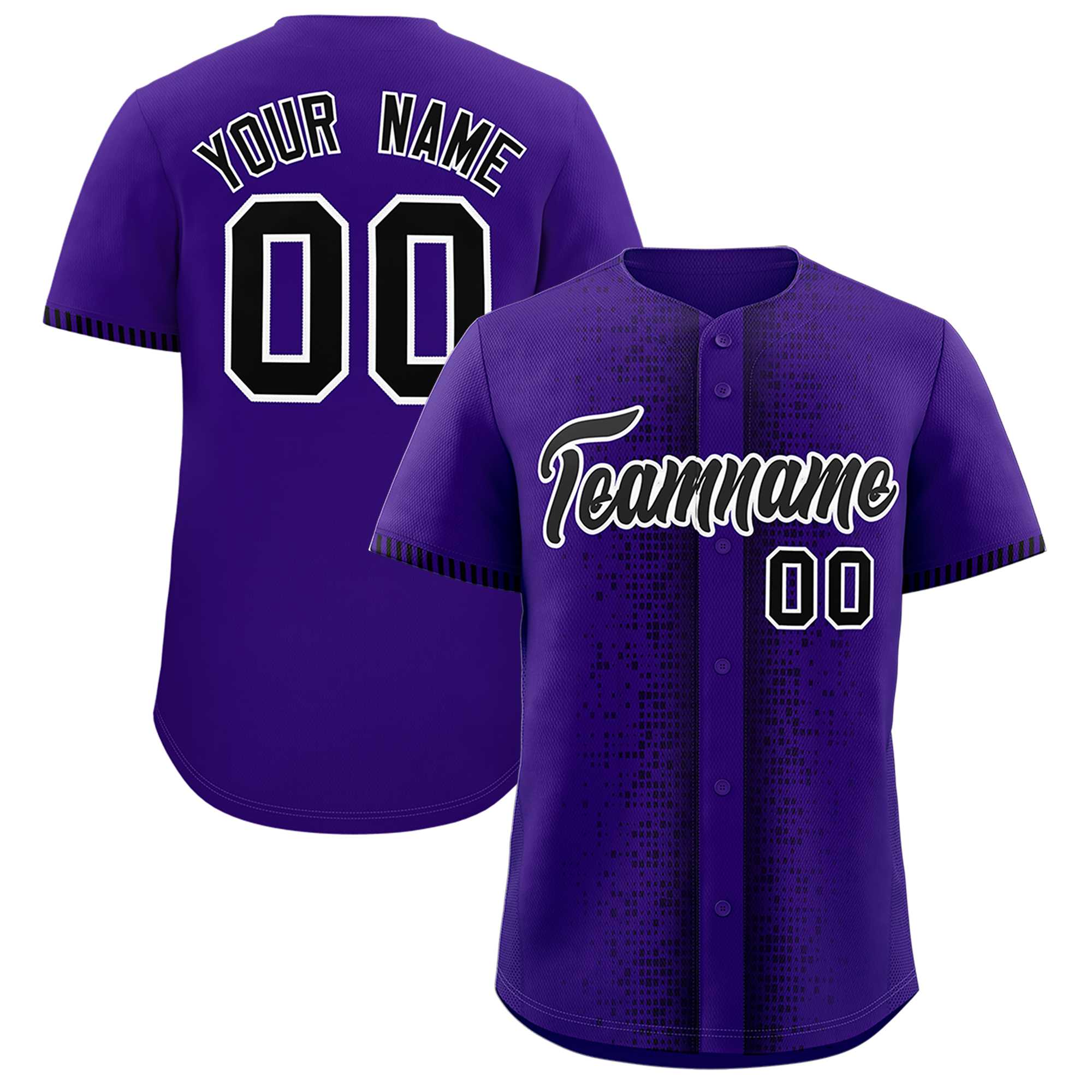 Custom Purple Black Personalized Phonetic Rhythm Authentic Baseball Jersey