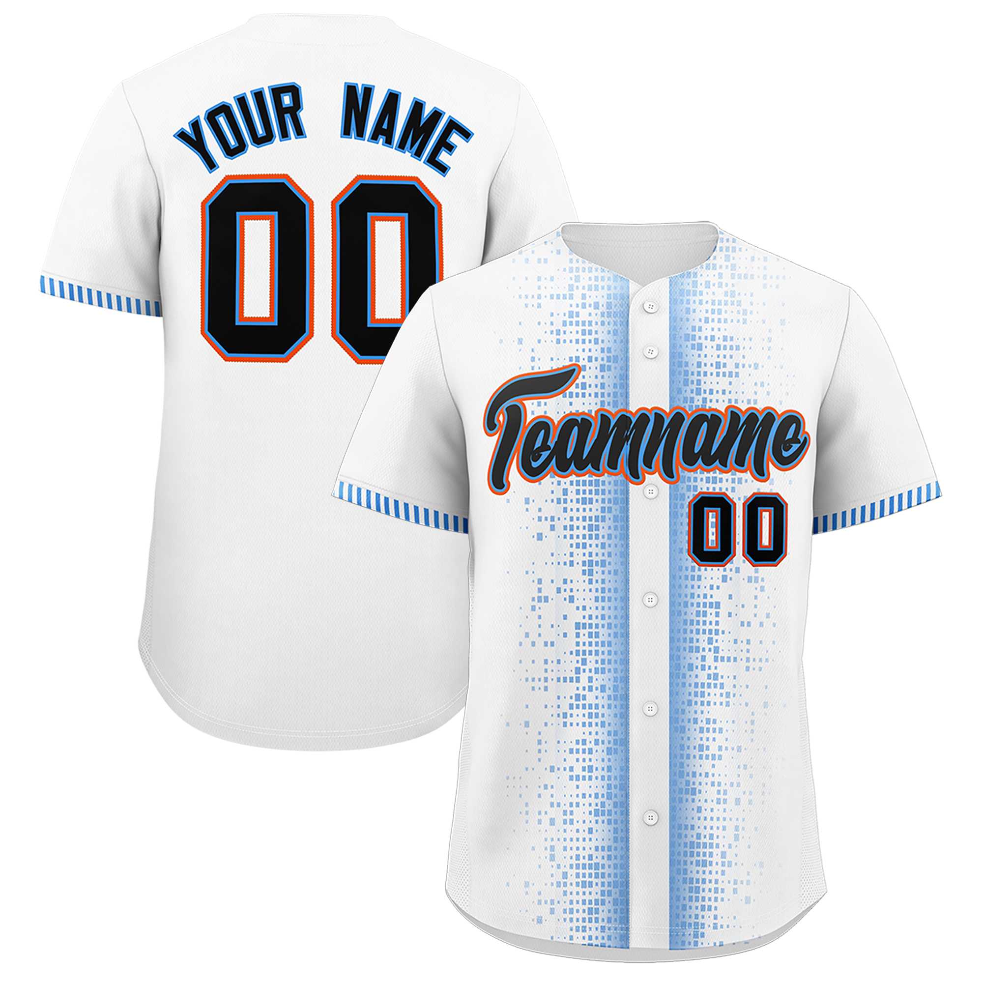 Custom White Powder Blue Personalized Phonetic Rhythm Authentic Baseball Jersey