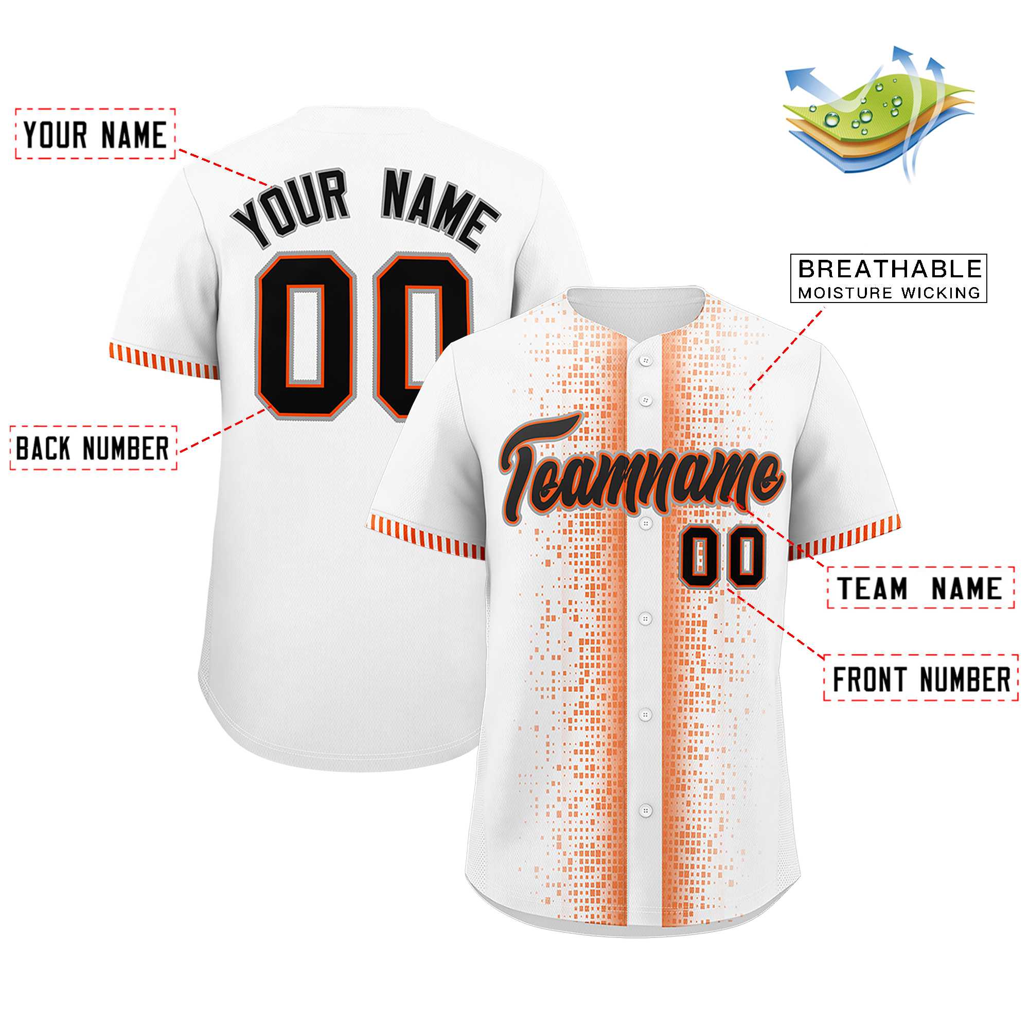 Custom White Orange Personalized Phonetic Rhythm Authentic Baseball Jersey