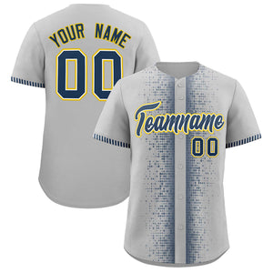 Custom Gray Midnight Blue Personalized Phonetic Rhythm Authentic Baseball Jersey