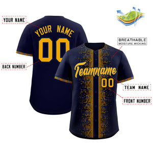 Custom Navy Yellow Personalized Phonetic Rhythm Authentic Baseball Jersey