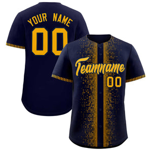 Custom Navy Yellow Personalized Phonetic Rhythm Authentic Baseball Jersey