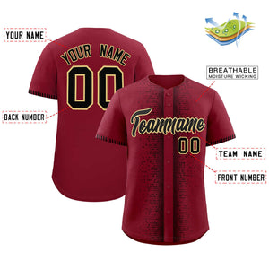 Custom Crimson Black Personalized Phonetic Rhythm Authentic Baseball Jersey