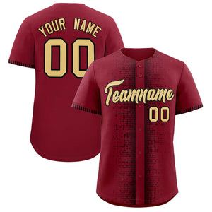 Custom Crimson Black Personalized Phonetic Rhythm Authentic Baseball Jersey