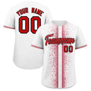 Custom White Red Personalized Phonetic Rhythm Authentic Baseball Jersey