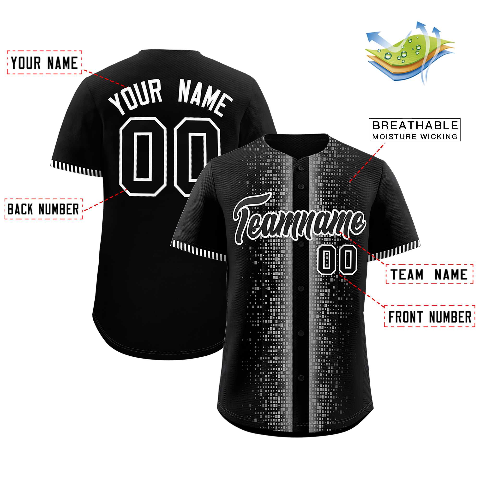 Custom Black White Personalized Phonetic Rhythm Authentic Baseball Jersey