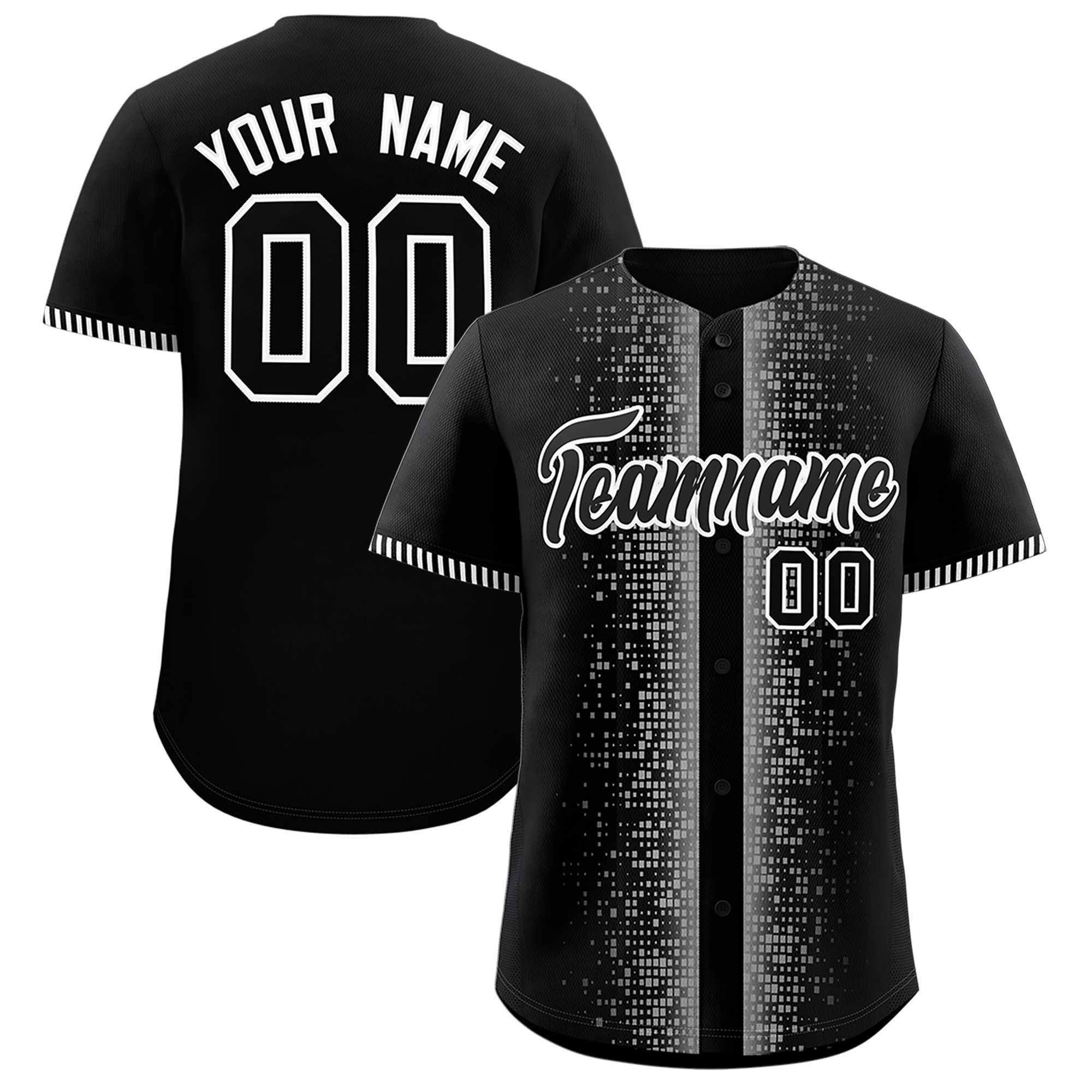 Custom Black White Personalized Phonetic Rhythm Authentic Baseball Jersey