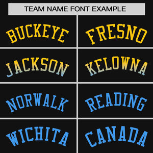 Custom Black Gold-Powder Blue Personalized Gradient Font And Side Design Authentic Baseball Jersey