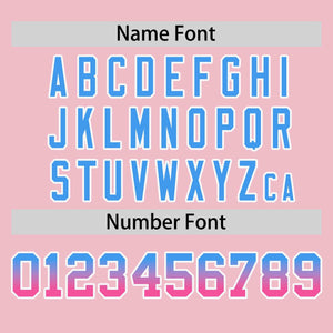 Custom Light Pink Powder Blue-Pink Personalized Gradient Font And Side Design Authentic Baseball Jersey