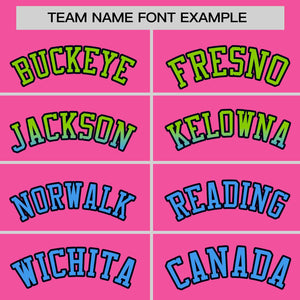 Custom Pink Neon Green-Powder Blue Personalized Gradient Font And Side Design Authentic Baseball Jersey