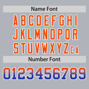 Custom Light Gray Orange-Royal Personalized Gradient Font And Side Design Authentic Baseball Jersey