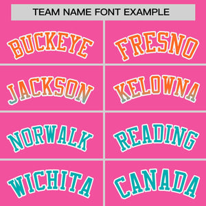 Custom Pink Orange-Aqua Personalized Gradient Font And Side Design Authentic Baseball Jersey