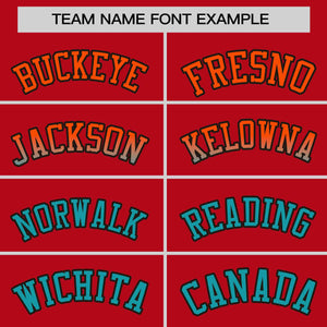 Custom Red Orange-Aqua Personalized Gradient Font And Side Design Authentic Baseball Jersey