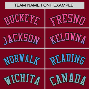 Custom Crimson Pink-Powder Blue Personalized Gradient Font And Side Design Authentic Baseball Jersey