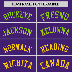 Custom Purple Neon Green-Gold Personalized Gradient Font And Side Design Authentic Baseball Jersey