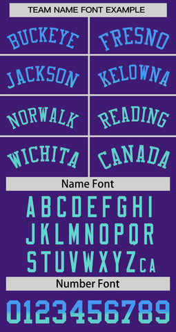 Custom Purple Powder Blue-Lt Green Personalized Gradient Font And Side Design Authentic Baseball Jersey
