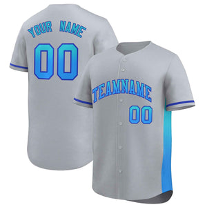 Custom Light Gray Sky Blue-Powder Blue Personalized Gradient Font And Side Design Authentic Baseball Jersey