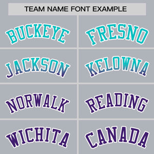 Custom Light Gray Aqua-Purple Personalized Gradient Font And Side Design Authentic Baseball Jersey