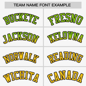 Custom White Neon Green-Gold Personalized Gradient Font And Side Design Authentic Baseball Jersey