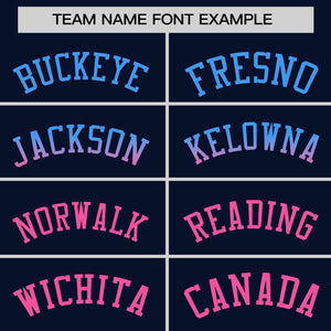 Custom Navy Powder Blue-Pink Personalized Gradient Font And Side Design Authentic Baseball Jersey