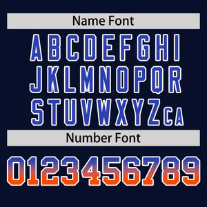 Custom Navy Royal-Orange Personalized Gradient Font And Side Design Authentic Baseball Jersey