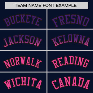 Custom Navy Purple-Pink Personalized Gradient Font And Side Design Authentic Baseball Jersey