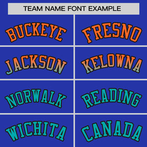 Custom Royal Orange-Aqua Personalized Gradient Font And Side Design Authentic Baseball Jersey