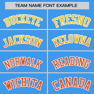 Custom Powder Blue Gold-Orange Personalized Gradient Font And Side Design Authentic Baseball Jersey