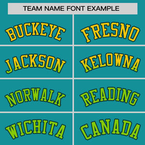 Custom Aqua Gold-Neon Green Personalized Gradient Font And Side Design Authentic Baseball Jersey