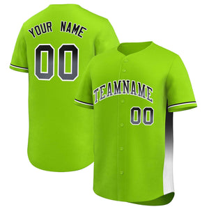 Custom Neon Green Black-White Personalized Gradient Font And Side Design Authentic Baseball Jersey