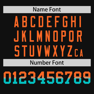 Custom Black Orange-Aqua Personalized Gradient Font And Side Design Authentic Baseball Jersey