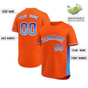 Custom Orange Royal-Powder Blue Personalized Gradient Font And Side Design Authentic Baseball Jersey