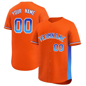 Custom Orange Royal-Powder Blue Personalized Gradient Font And Side Design Authentic Baseball Jersey