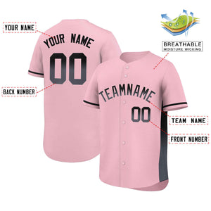 Custom Light Pink Black-Dark Gray Personalized Gradient Font And Side Design Authentic Baseball Jersey