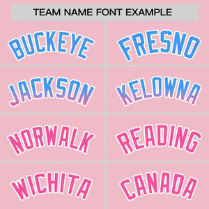 Custom Light Pink Powder Blue-Pink Personalized Gradient Font And Side Design Authentic Baseball Jersey