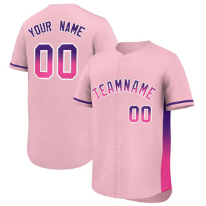 Custom Light Pink Purple-Pink Personalized Gradient Font And Side Design Authentic Baseball Jersey