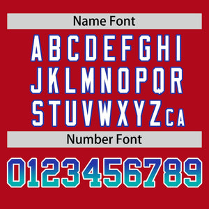 Custom Red Royal-Aqua Personalized Gradient Font And Side Design Authentic Baseball Jersey