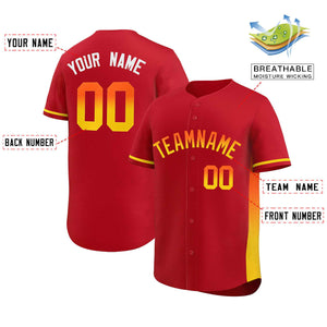 Custom Red Orange-Gold Personalized Gradient Font And Side Design Authentic Baseball Jersey