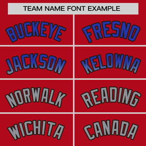 Custom Red Royal-Lt Gray Personalized Gradient Font And Side Design Authentic Baseball Jersey