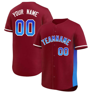 Custom Crimson Royal-Powder Blue Personalized Gradient Font And Side Design Authentic Baseball Jersey